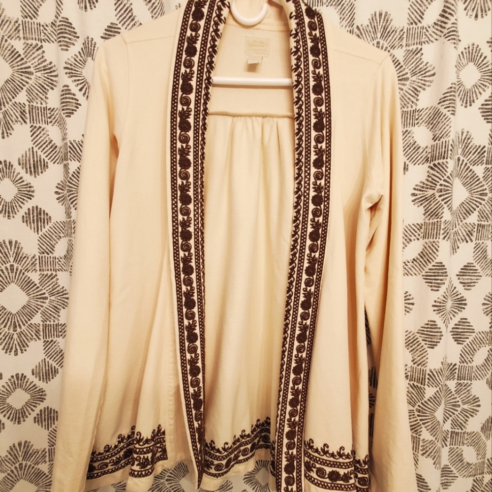 Lucky Brand embroidered sweatshirt cardigan